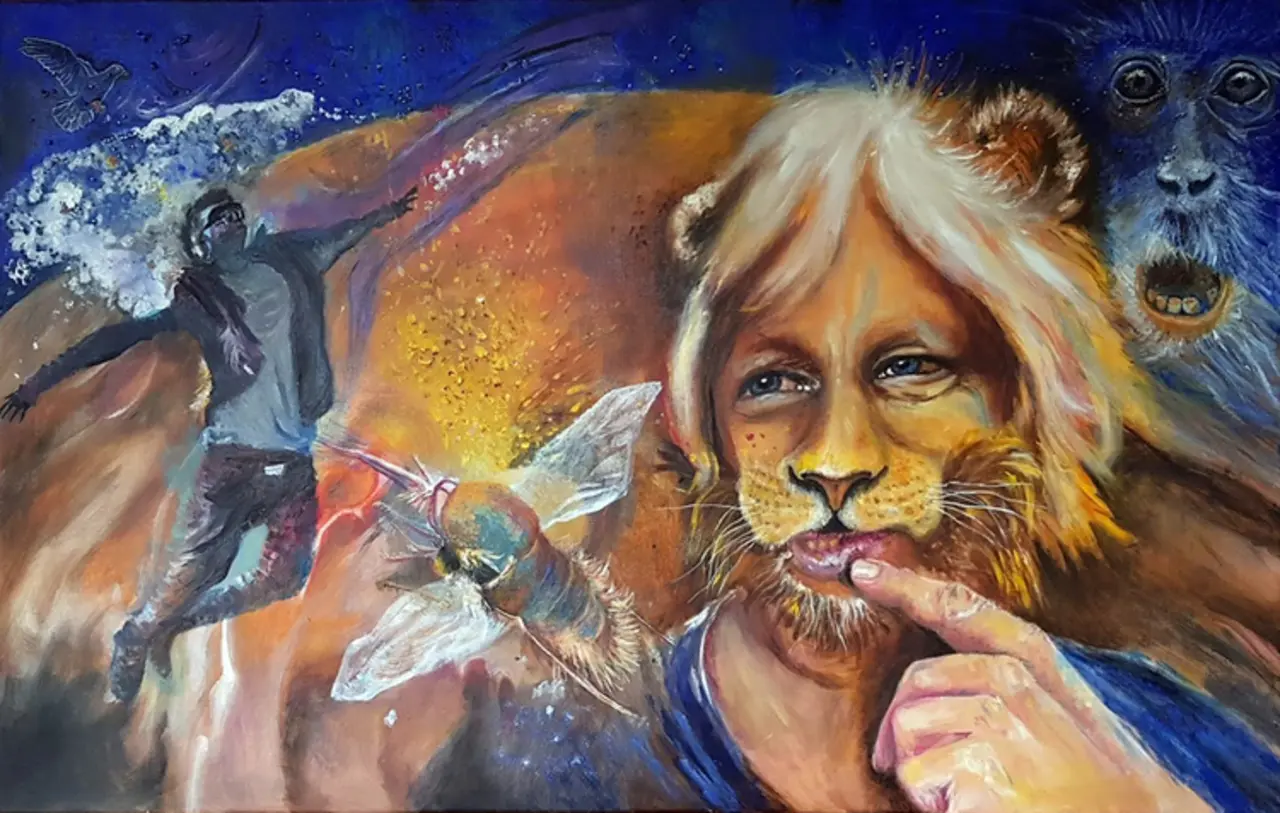 Evelin Daus: &quot;Erdachte Träume&quot; 2022, Öl auf Leinwand, 90 x 145 cm